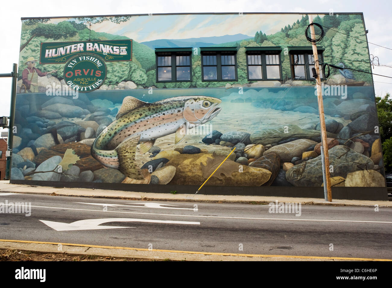 Mural on Hunter Banks Company building by Jeremy Russell and Scott Allred - Asheville, North Carolina USA Stock Photo