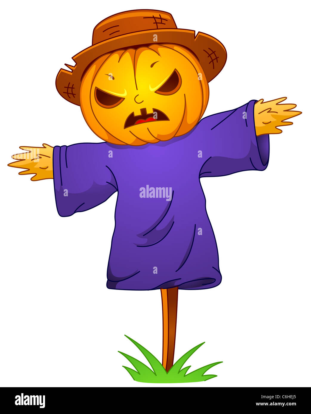 Illustration of a Scarecrow with a Jack o Lantern Head Stock Photo - Alamy