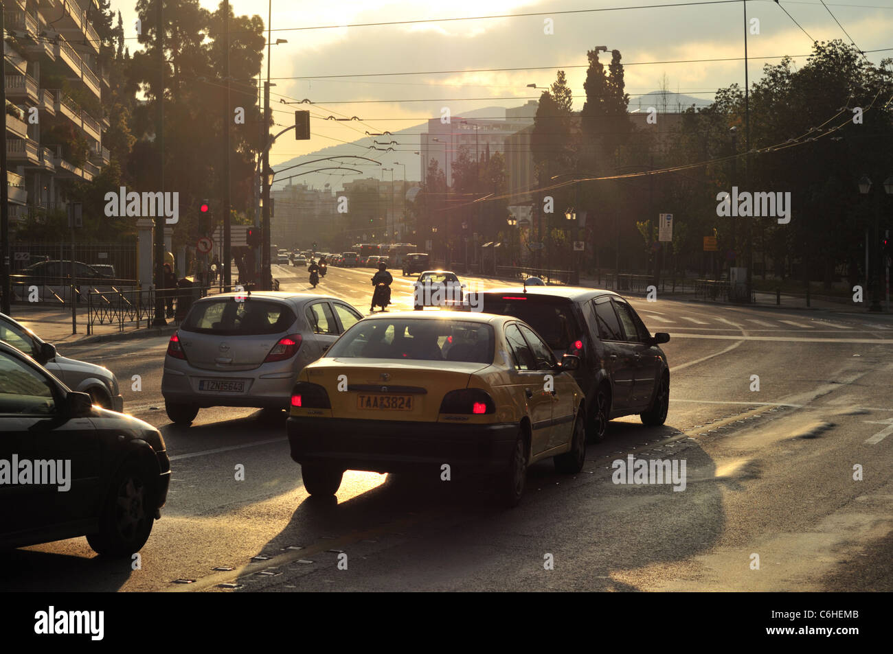 view of Vasilissis Sophias str in Athens Stock Photo