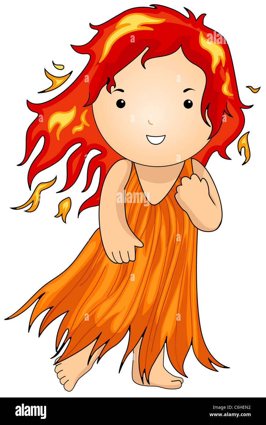 Illustration of a Fire Fairy with Flaming Hair Stock Photo Alamy