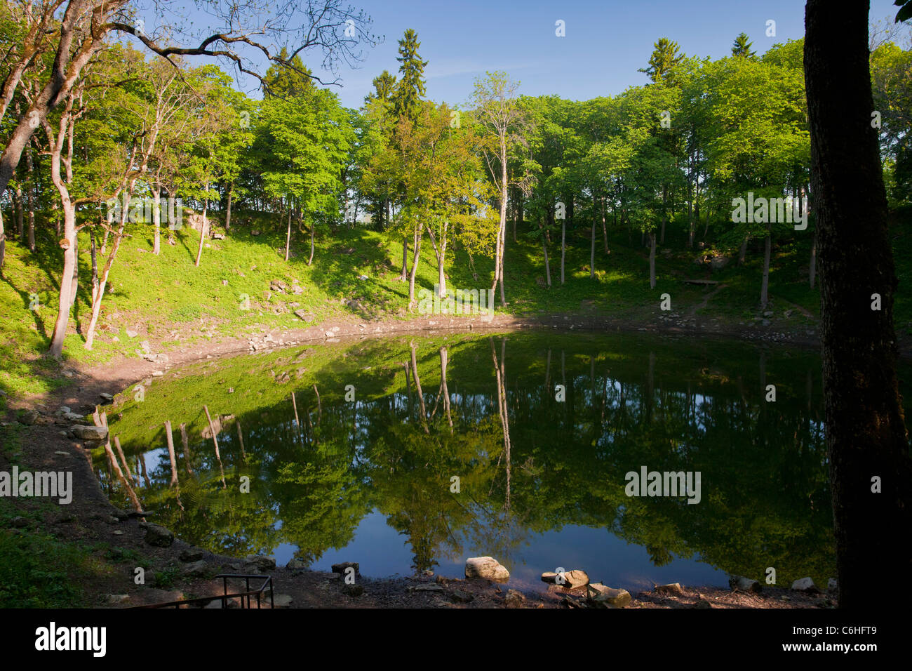 Kaali meteor crater, - one of the most recent meteor craters, c. 4000 years old; Saaremaa, Estonia. Stock Photo