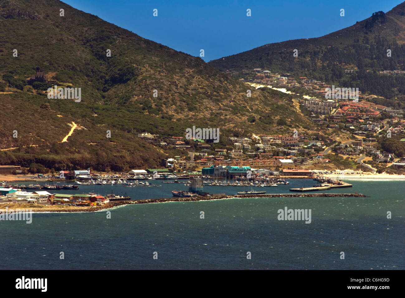 Hout Bay Harbour as seen from Chapman's Peak Drive Stock Photo