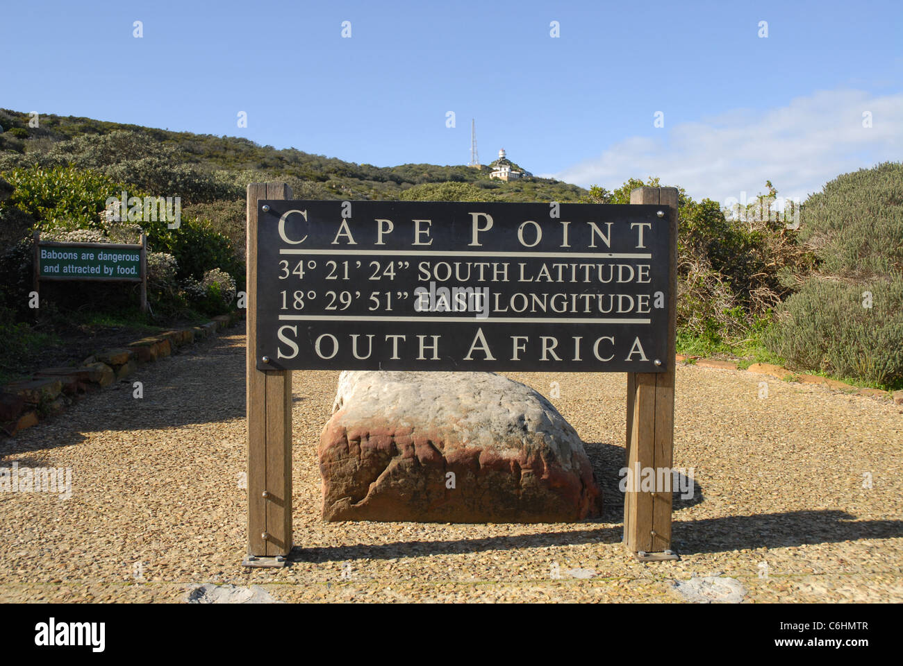 sign, Cape Point, Cape of Good Hope, Table Mountain National Park, Western Cape, South Africa Stock Photo