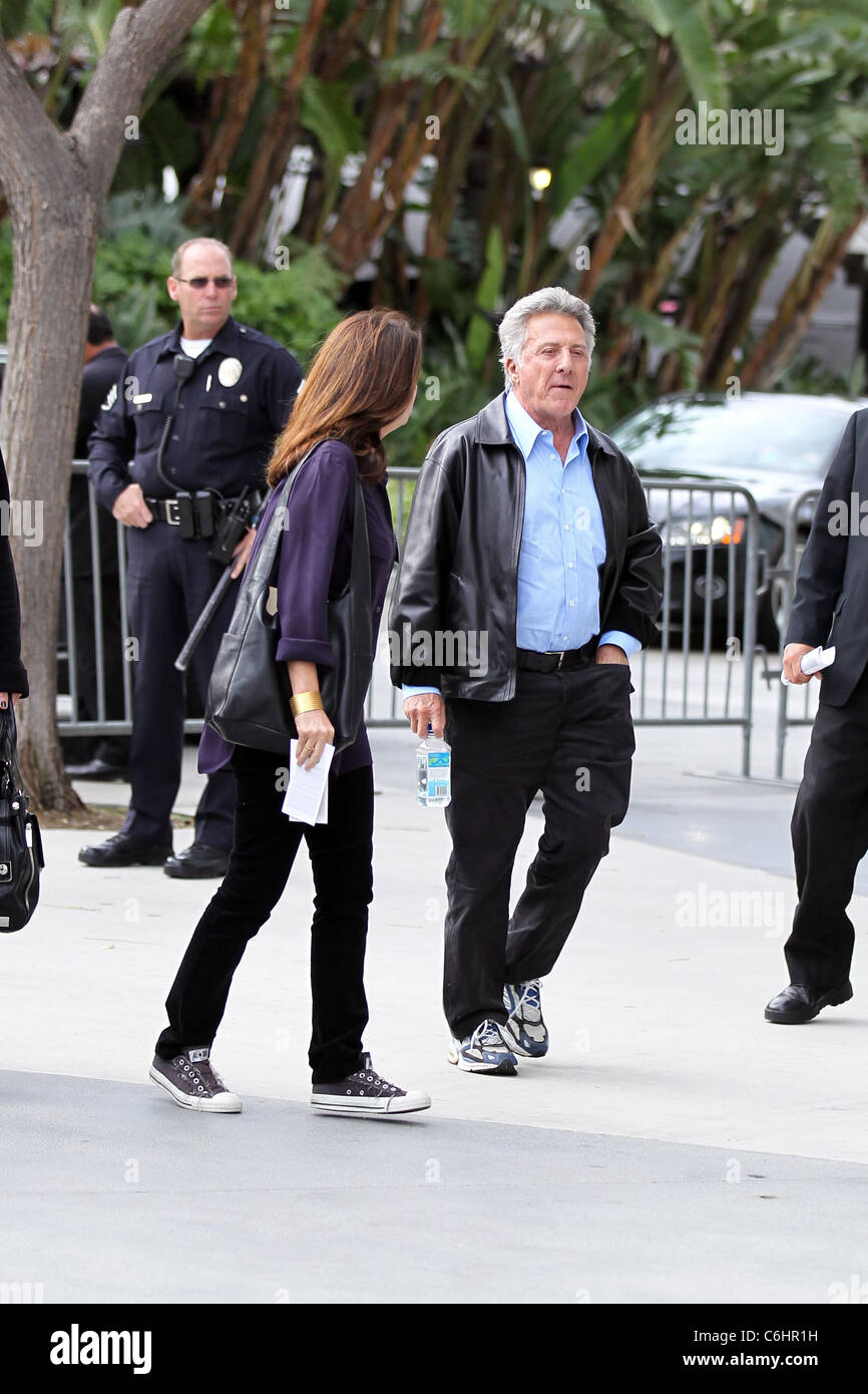 Dustin Hoffman and his wife Anne Byrne Hoffman outside the Staples Center to watch the Phoenix Suns vs L.A. Lakers Los Angeles, Stock Photo