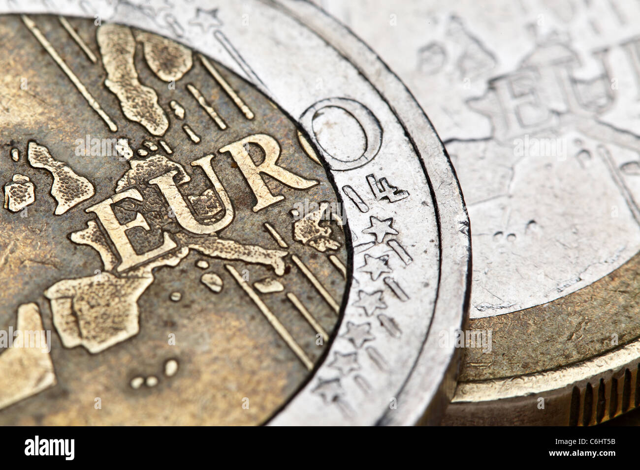 Euro coins super close-up. Shallow DOF! Stock Photo