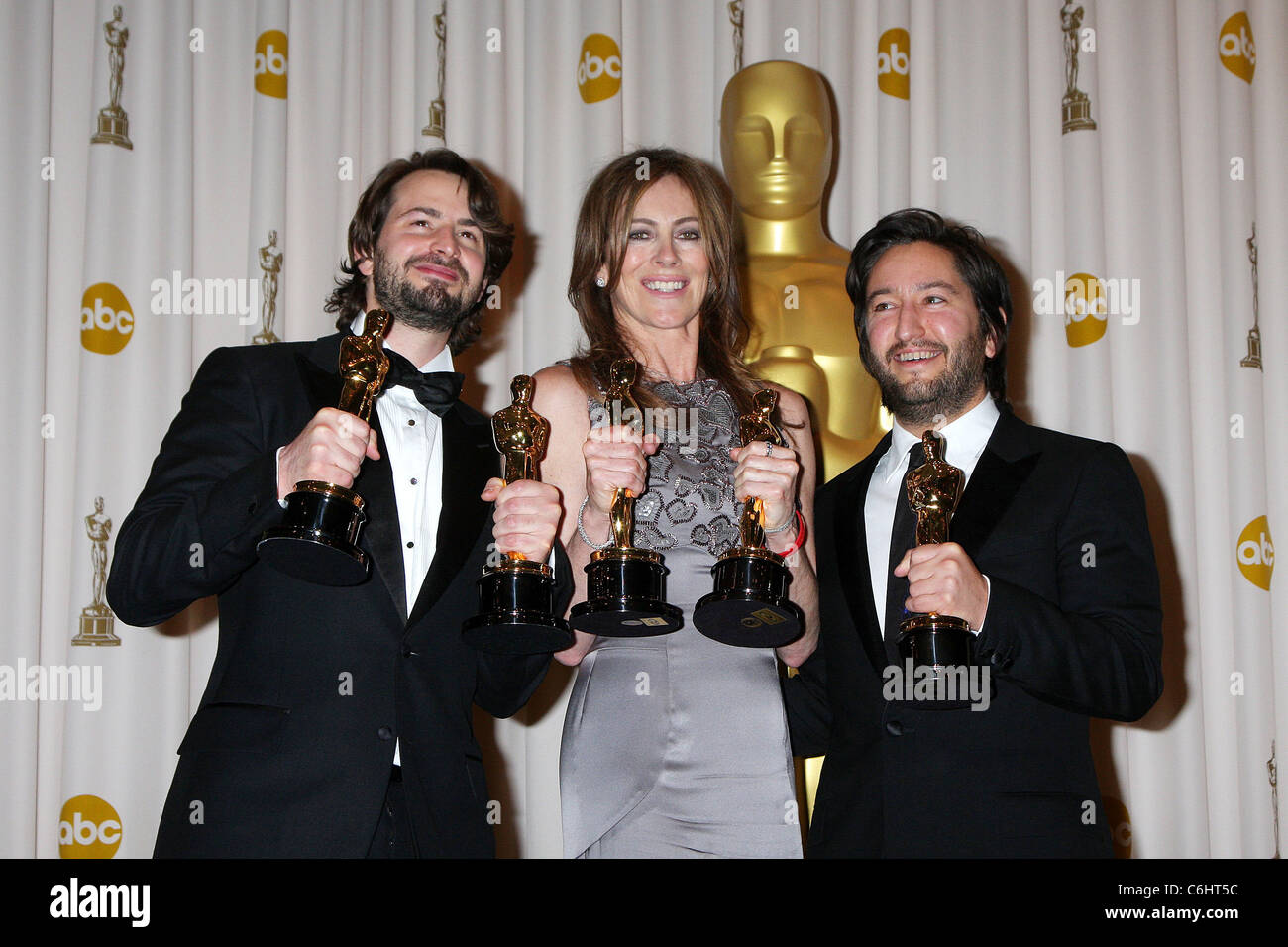 Mark Boal, Kathryn Bigelow, and Greg Shapiro The 82nd Annual Academy Awards (Oscars) - Press Room at the Kodak Theatre Stock Photo