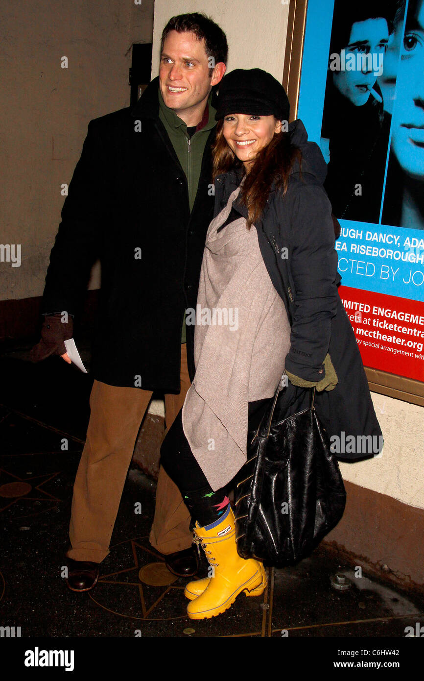Steven Pasquale and Callie Thorne Opening night of the Off-Broadway play 'The Pride' at the Lucille Lortel Theatre - Arrivals Stock Photo