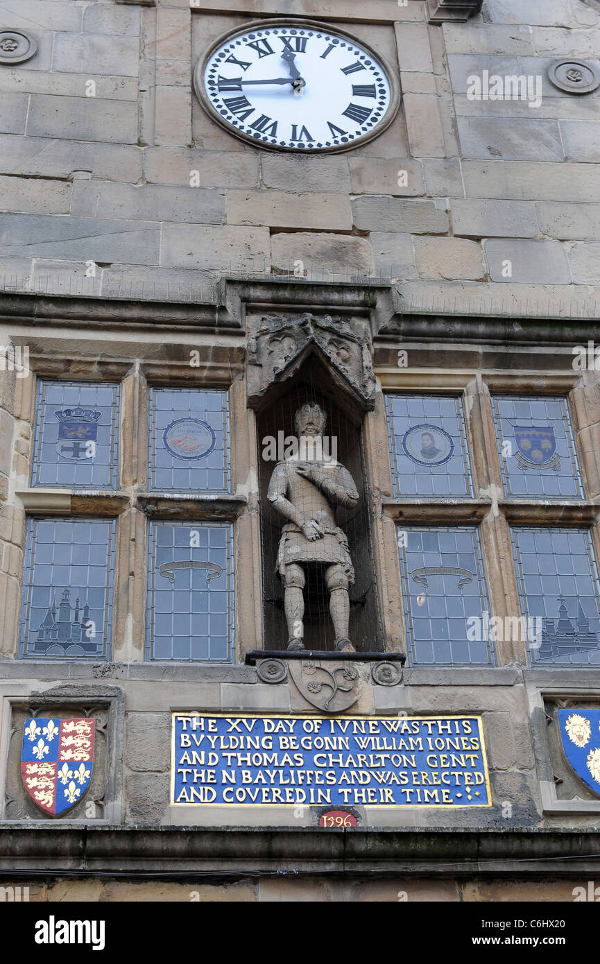 Statue of the Duke of York on The Old Market Hall an Elizabethan building in Shrewsbury Shropshire England Uk Stock Photo