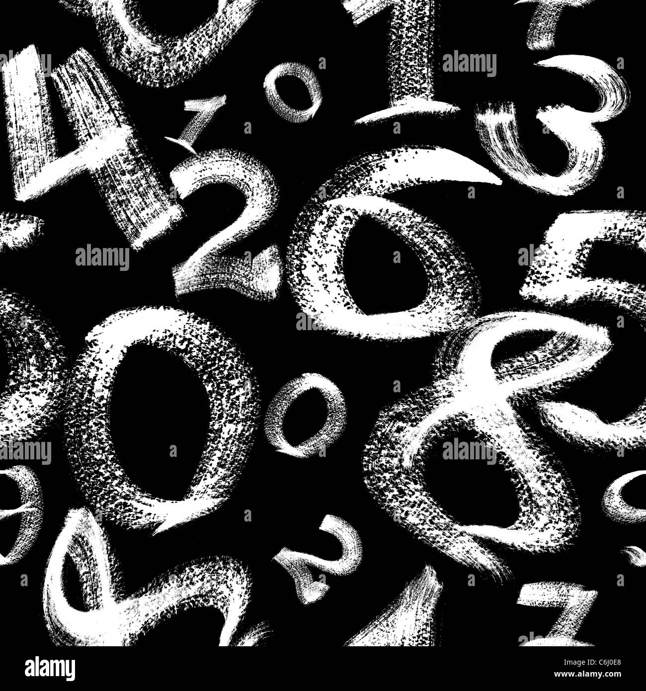 Seamless pattern - White digits over the black background Stock Photo