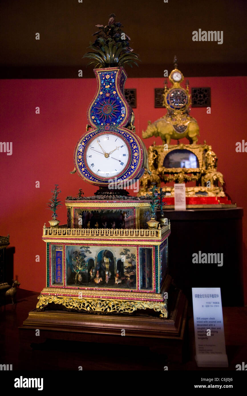 Rare clock / clocks in the clock museum at Palace Museum, The Forbidden City. Beijing. China. Stock Photo