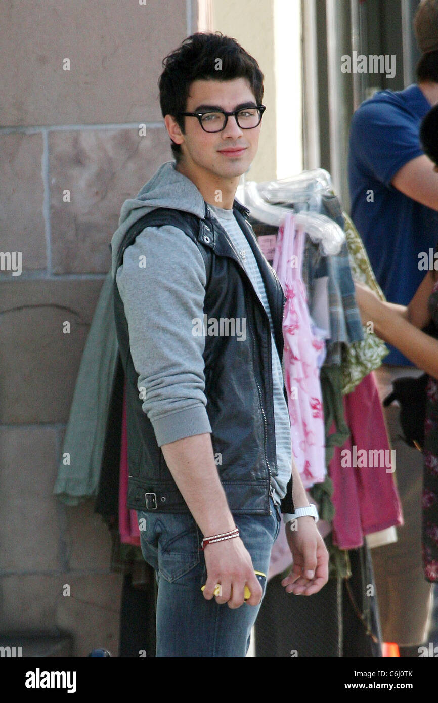 Joe Jonas leaving his trailer on the film set for 'Chasing Butterflies' Los Angeles, California - 17.02.10 Wright Beiny Stock Photo