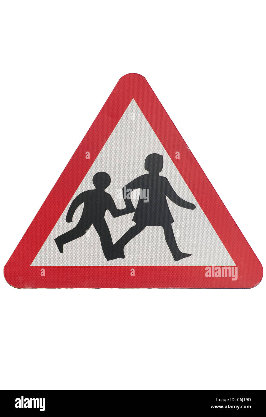 Triangular Warning School UK Road Traffic Sign Signs Stock Photo