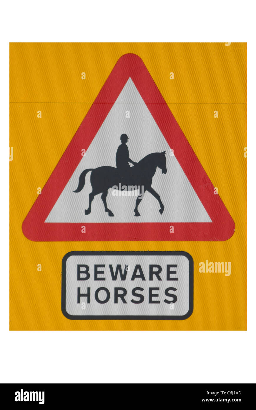 Beware Horses Road Traffic Sign UK Signs Stock Photo