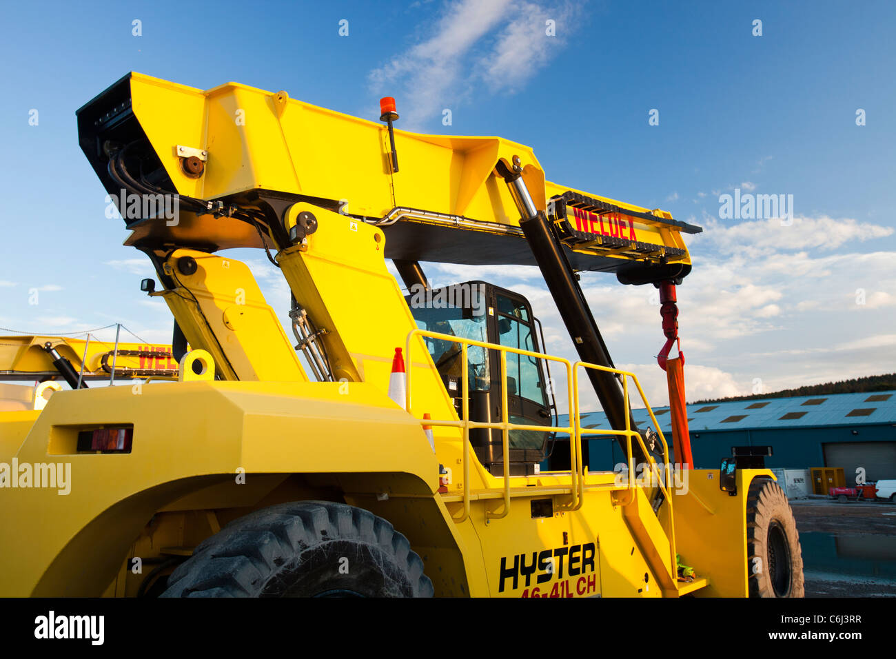 A specialist lifting machine on the docks in Mostyn, North Wales Stock