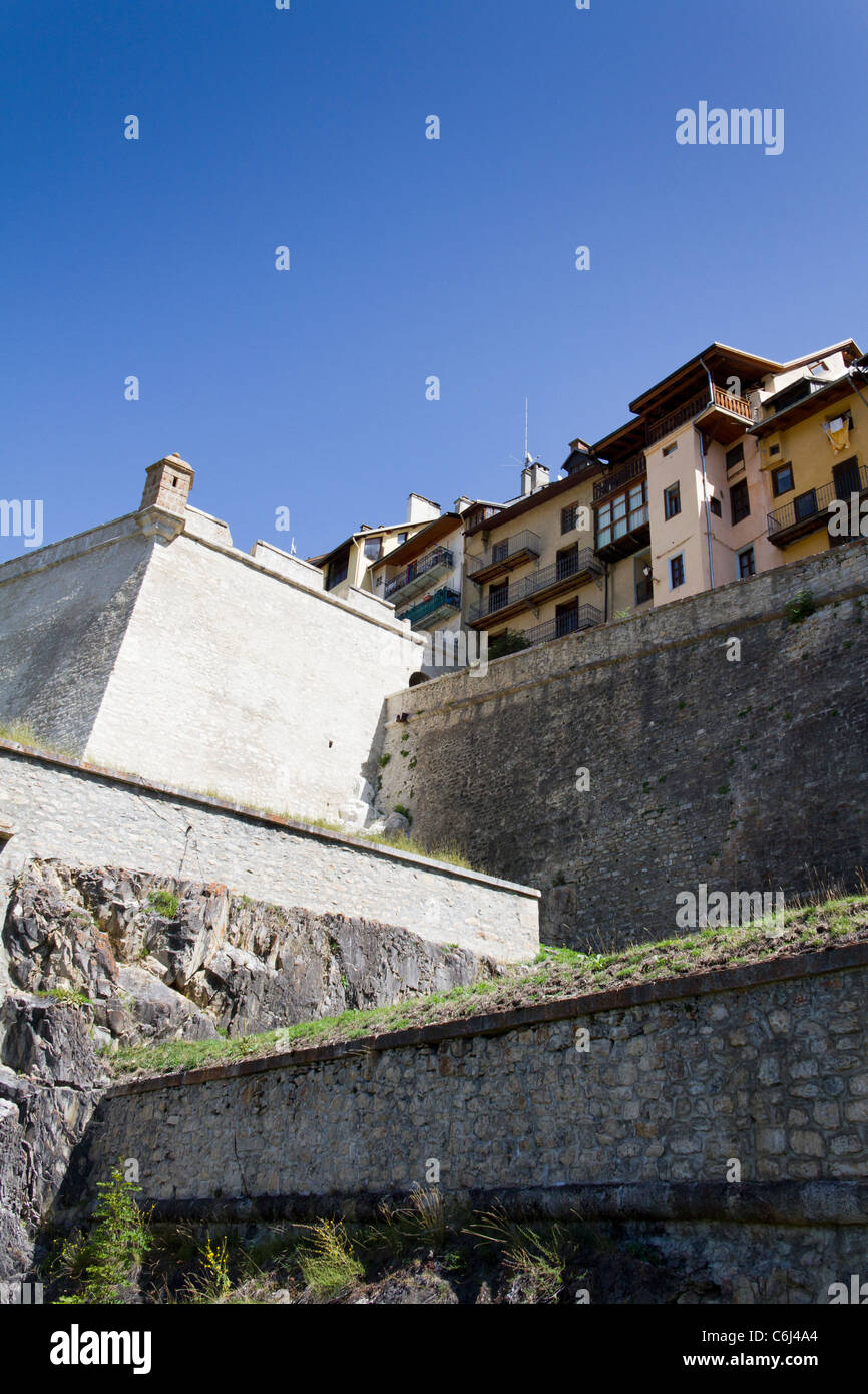 The city walls of the historic old town of Briançon in the French Alps in summer Stock Photo