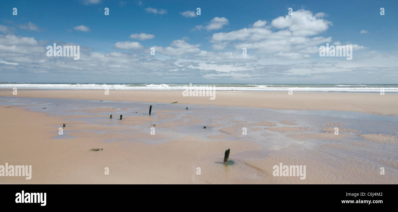 Sand sea and sky on beach at St Cyrus Nature Reserve Kincardineshire Stock Photo