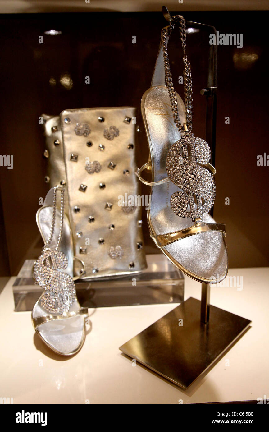 Worst shoes ever? These dollar-sign-motif Swarovski encrusted heels, made by Italian shoe designer Giuseppe Zanotti, make a Photo - Alamy