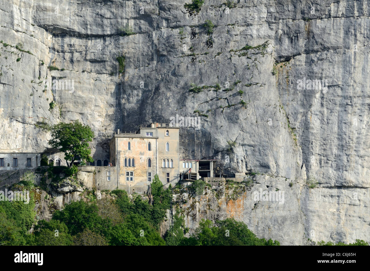 Dominican Cliff Monastery at the Mary Magdalene Holy Cave or Grotto in the Massif of the Sainte-Baume or Sainte Baume Mountain Provence France Stock Photo