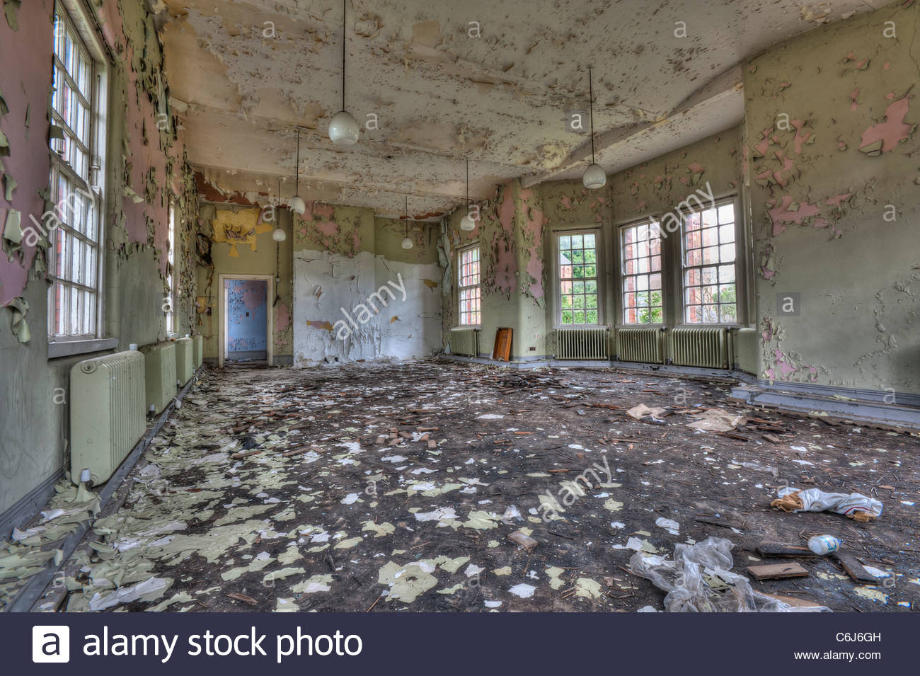Abandoned Day Room In The Lunatic Asylum Ward Of A Derelict