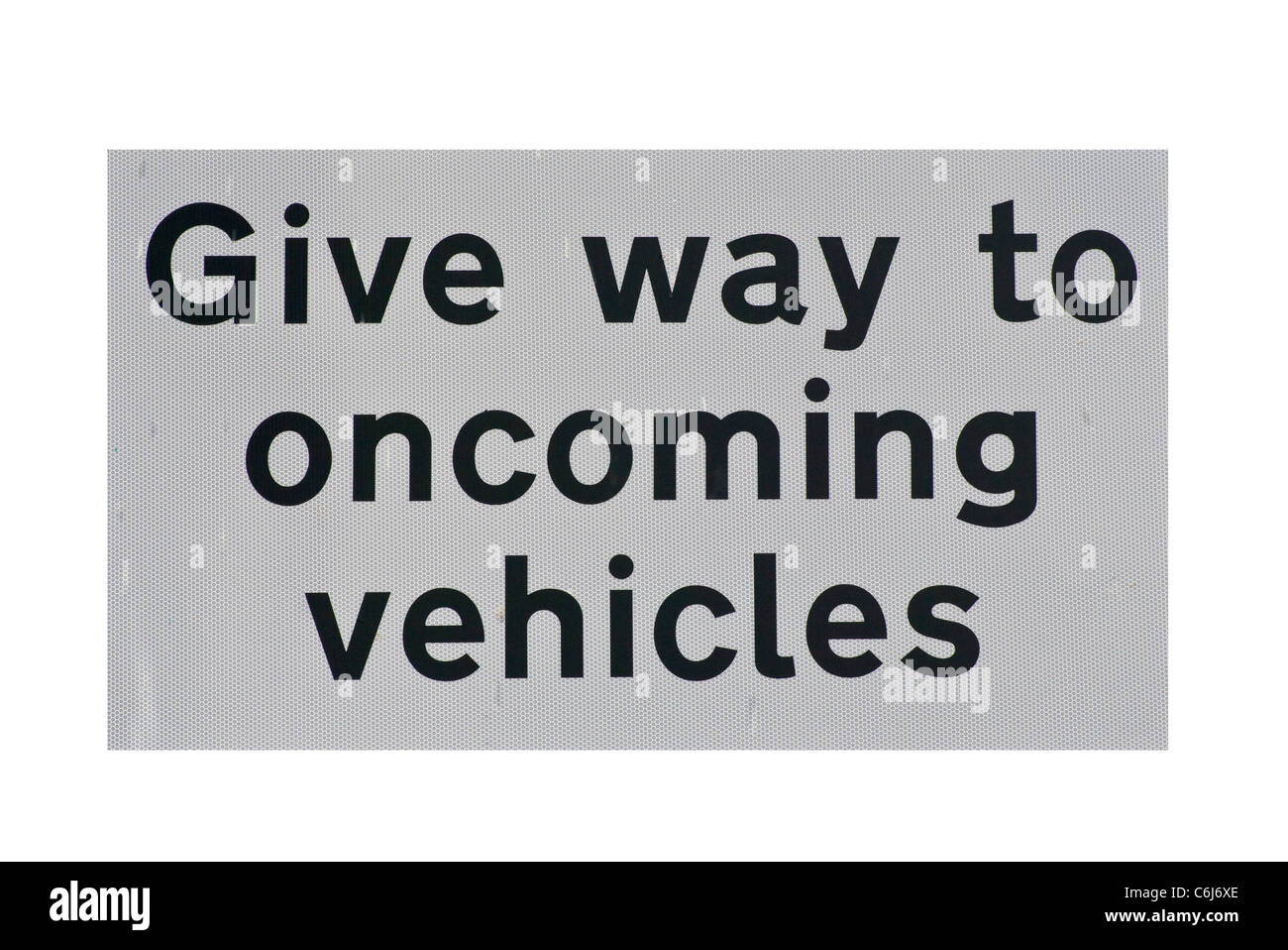 Give Way To Oncoming Vehicles Road Sign UK Road Traffic Signs Stock Photo