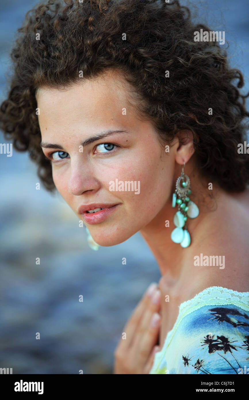 Beautiful Woman Blue Eyes Curly Stock Photos Beautiful