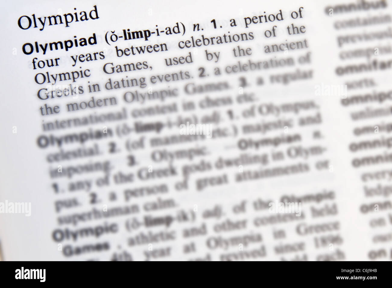 English dictionary definition of Olympiad Stock Photo