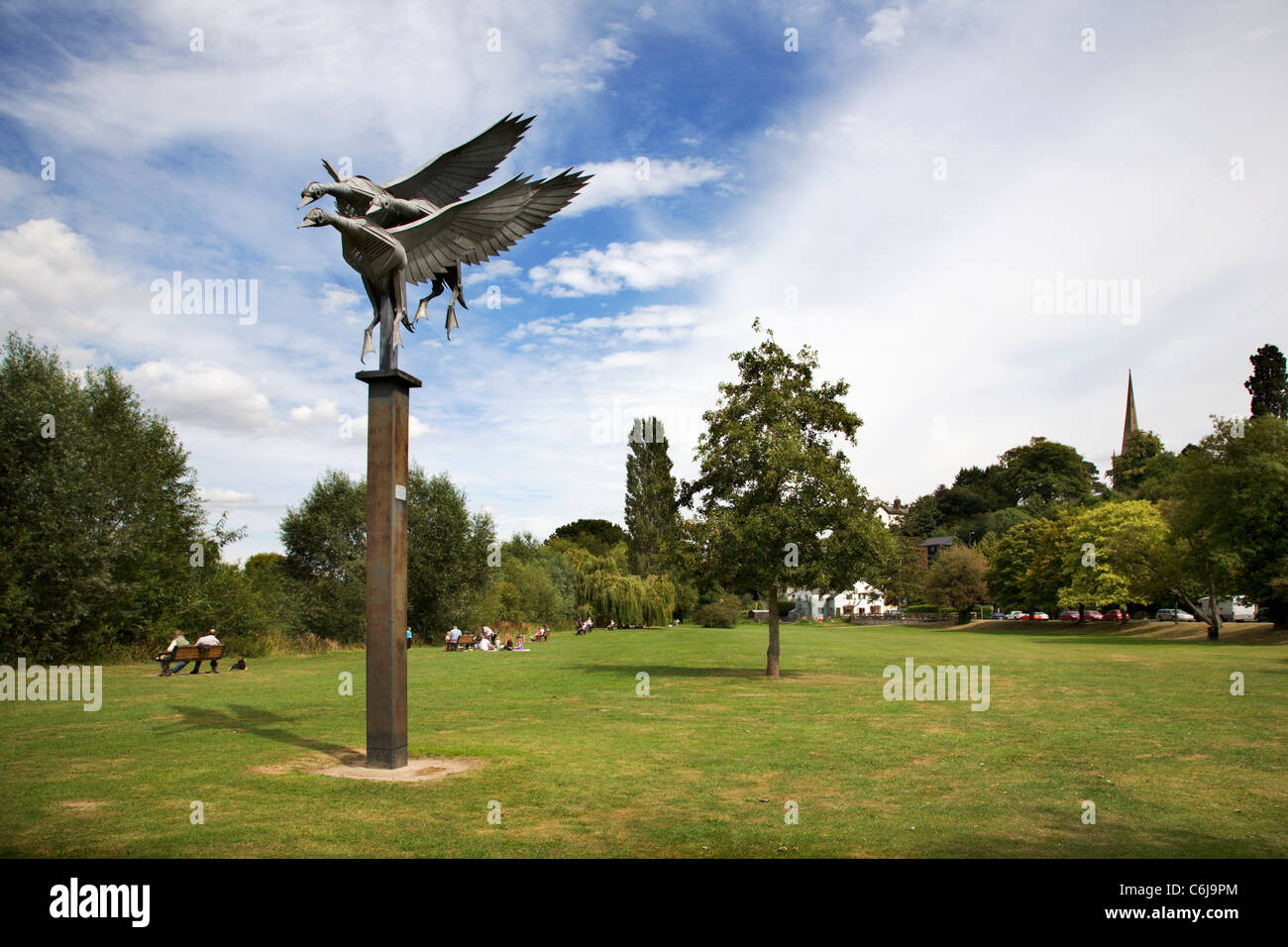 Mallards Flying Sculpture Ross on Wye Herefordshire England Stock Photo