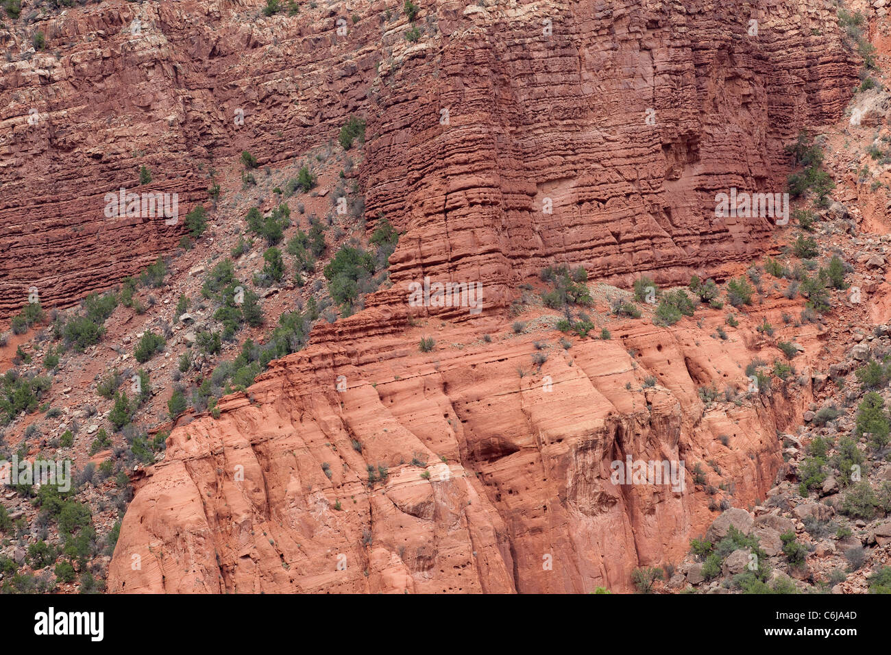 Geological striations in red rock in New Mexico Stock Photo