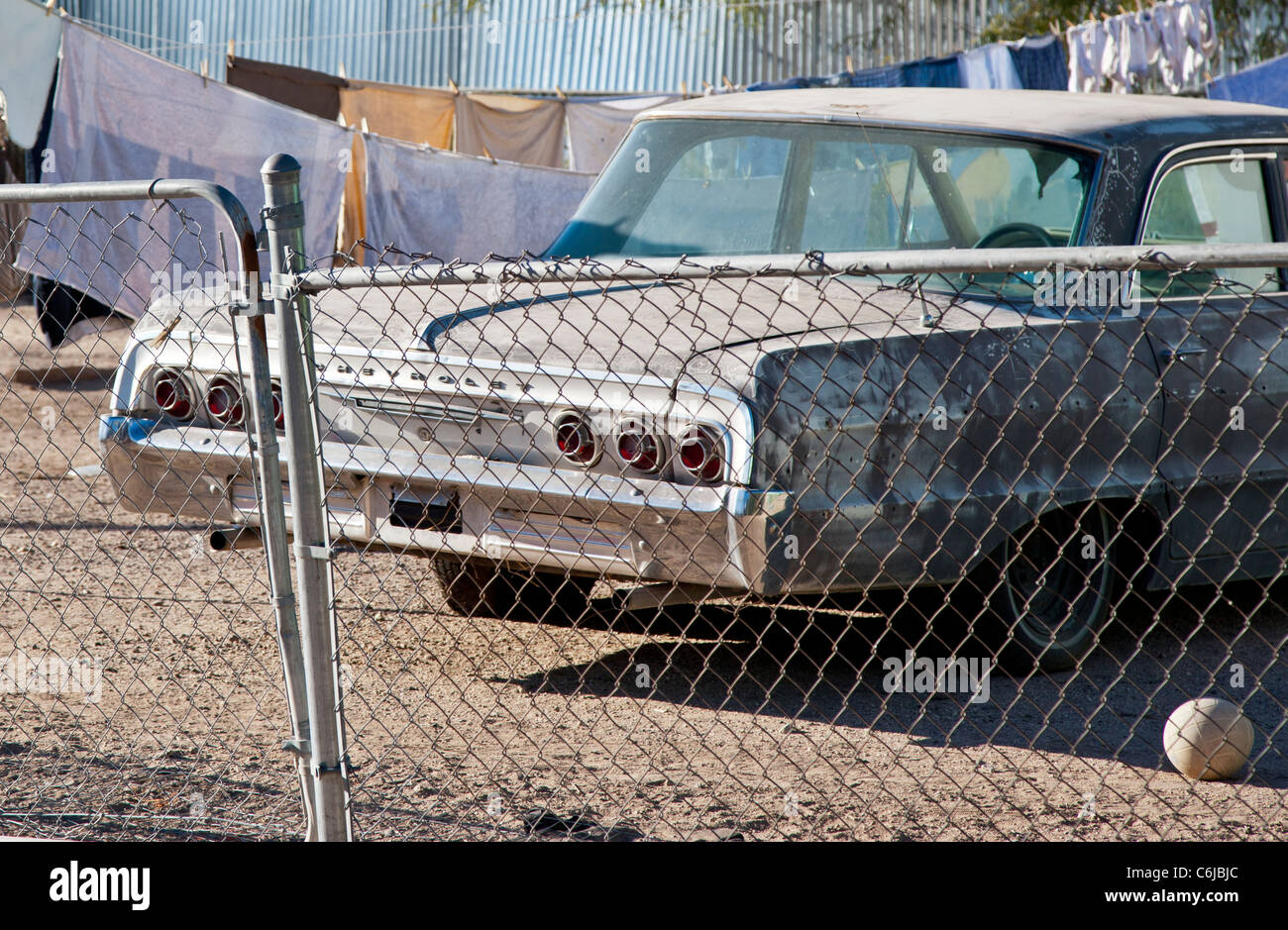Old Chevrolet car in old suburb of Tucson Arizona, USA Stock Photo