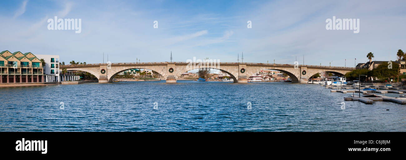 Panorama of London Bridge, Lake Havasu City, Arizona, USA Stock Photo