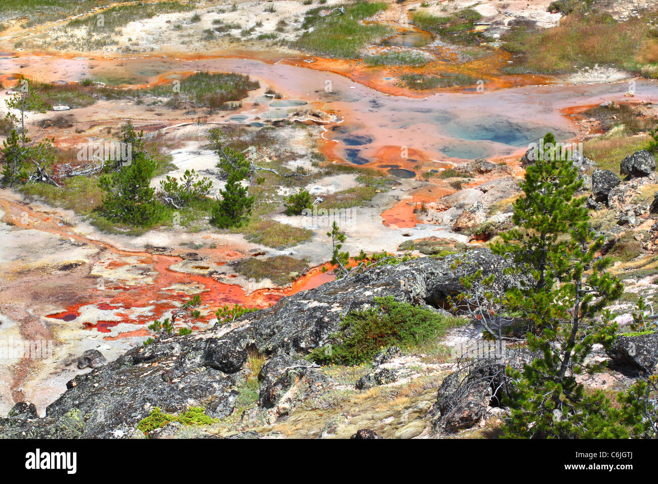 Artist Paint Pots Yellowstone Stock Photo Alamy