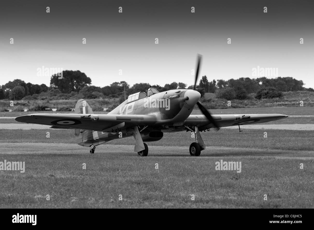 A Hawker Hurricane fighter bomber at Shoreham airfield in 2011 Stock Photo