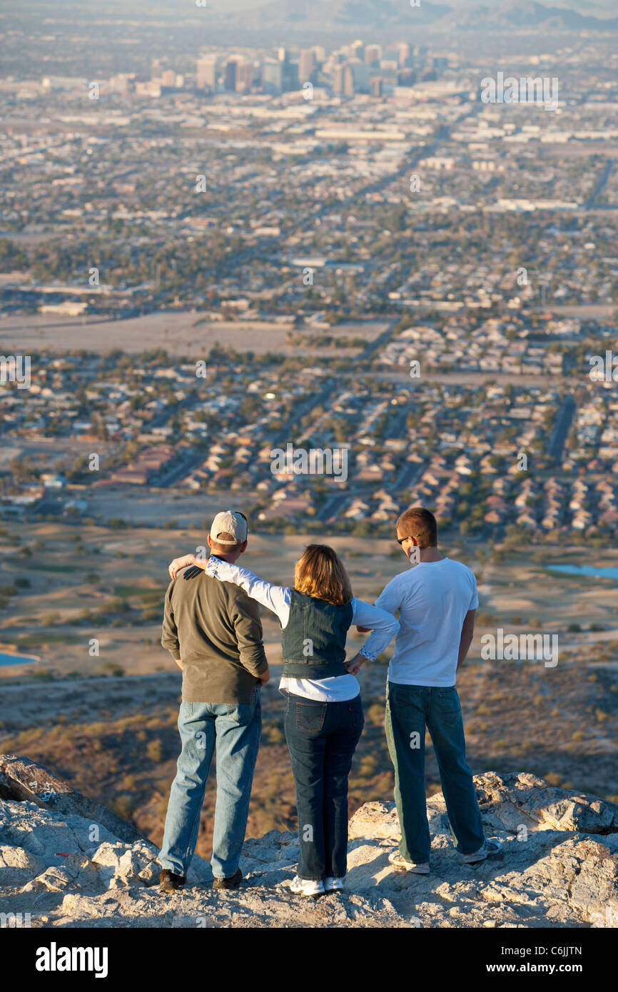 People looking at Phoenix from the South Mountain Park, Arizona, USA Stock Photo