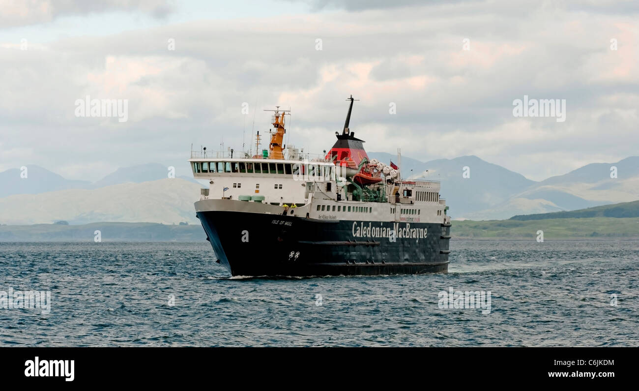 The Calmac ferry sailing from Oban on its way to Craignure on the Isle of Mull in Scotland Stock Photo