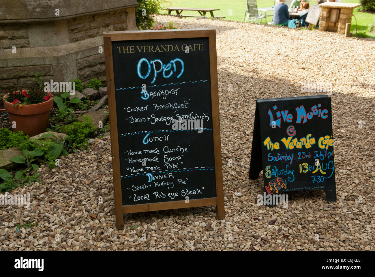 The cafe bar at Wing Hall campsite, Wing, Rutland, England Stock Photo