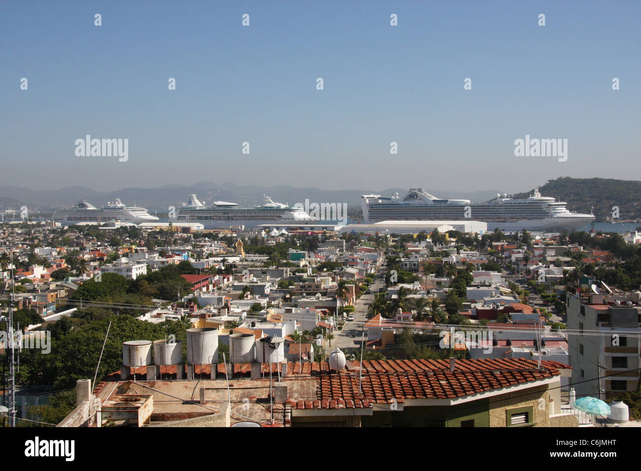 Three cruise ships berthed at Mazatlan, Mexico Stock Photo Alamy