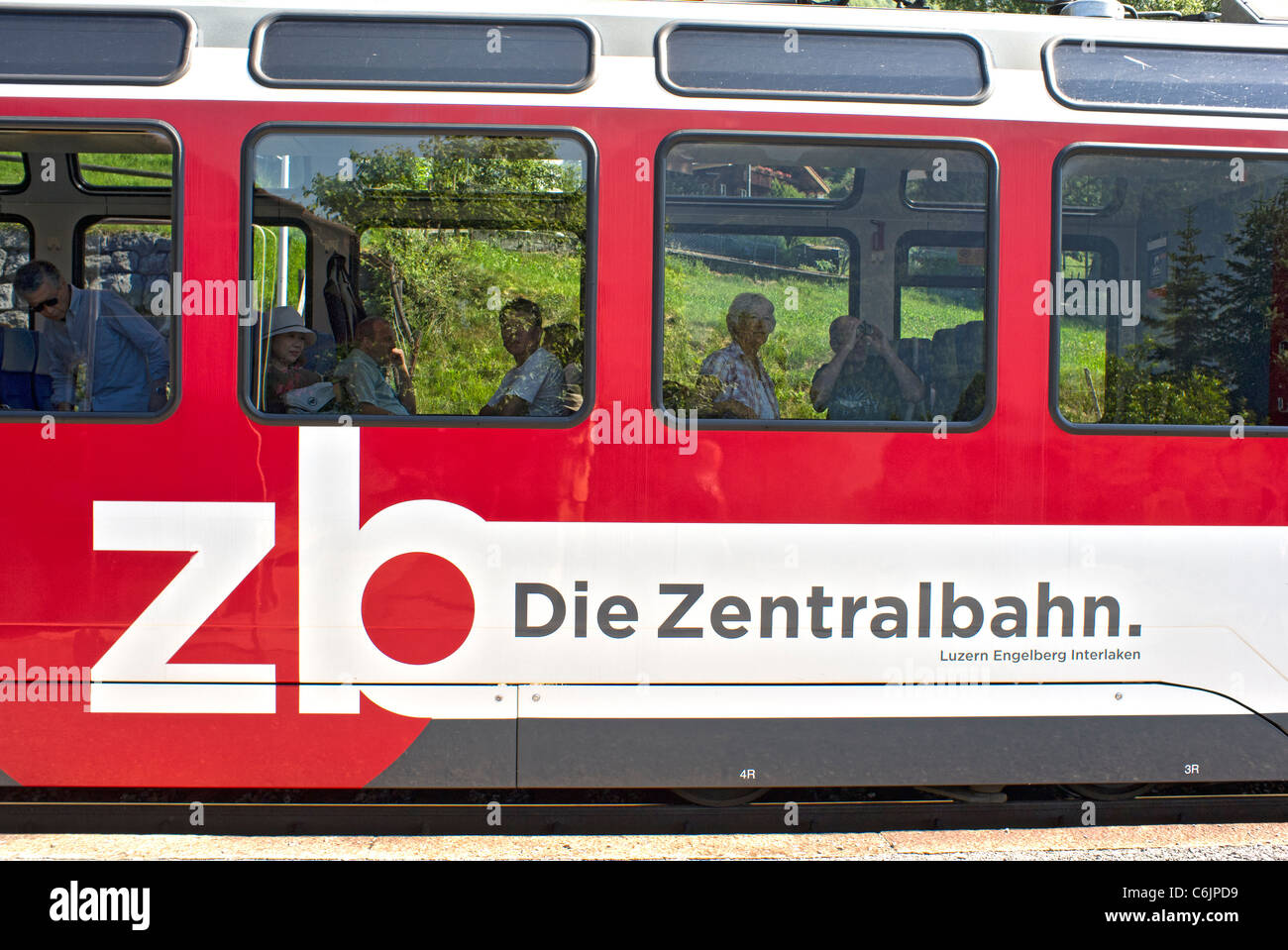 Zb Die Zentralbahn railway train carriage on the route between Lucerne and Interlaken Switzerland Stock Photo