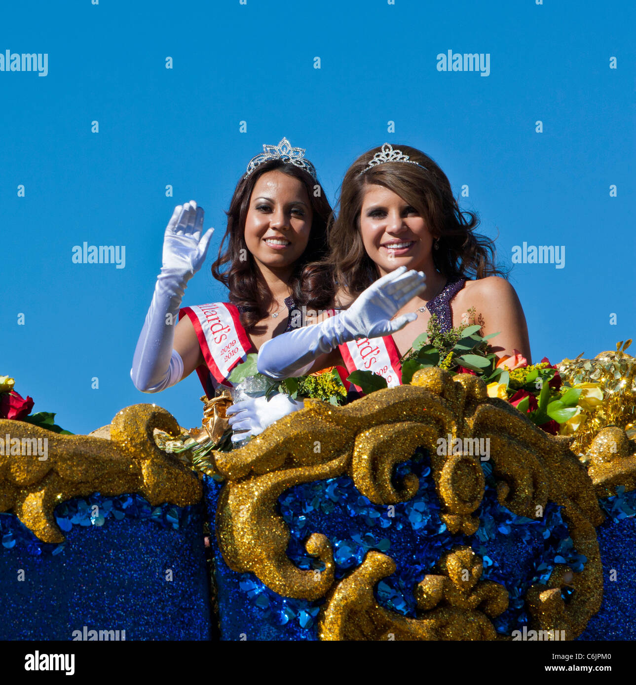Beauty Queens in the Fiesta Bowl Parade, Phoenix, Arizona, USA Stock Photo