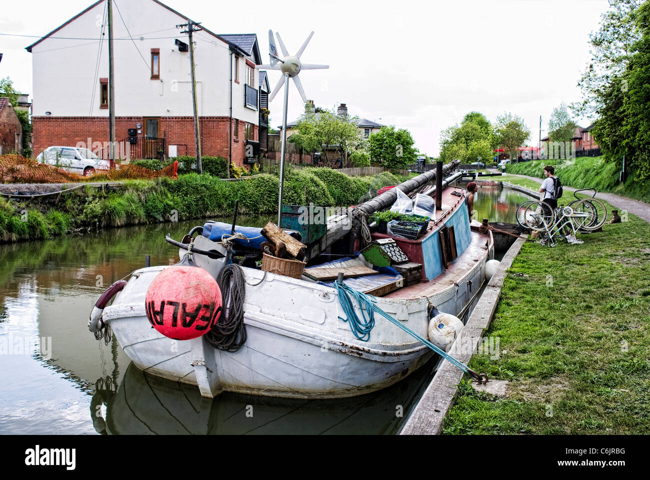 Old former Dutch sailing barge being converted to floating house boat