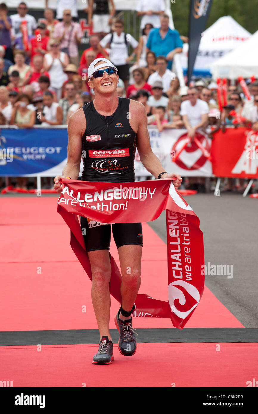 The Vichy long distance Triathlon race (France). Here, the New Zealander Jamie WHYTE who came in third. Stock Photo