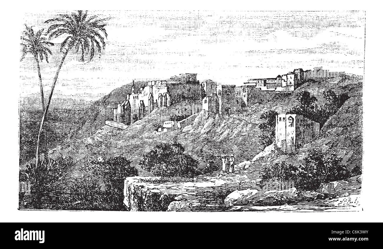 Bethlehem, city, Palestine, Israel, old engraved illustration of the ...