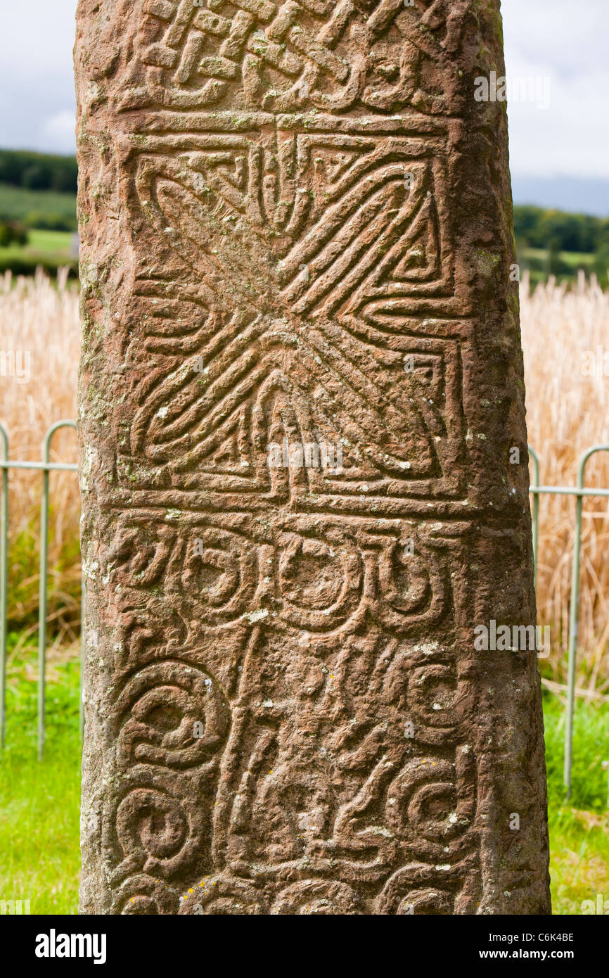 The Maen Achwyfan Cross near Whitford in North Wales. Stock Photo