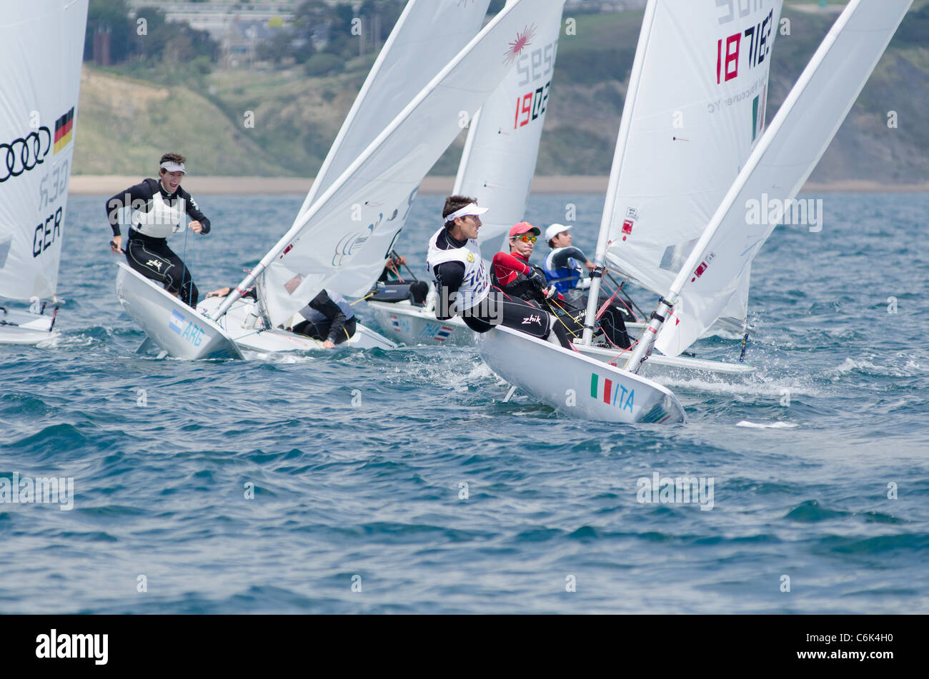 Laser class Sailing yachts competing in the London Olympic 2012 trial