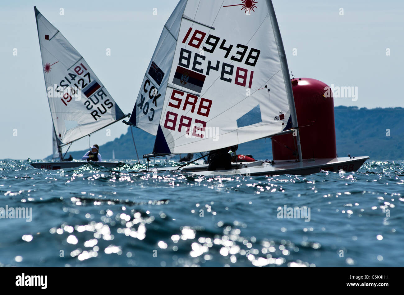 Laser class Sailing yachts competing in the London Olympic 2012 trial