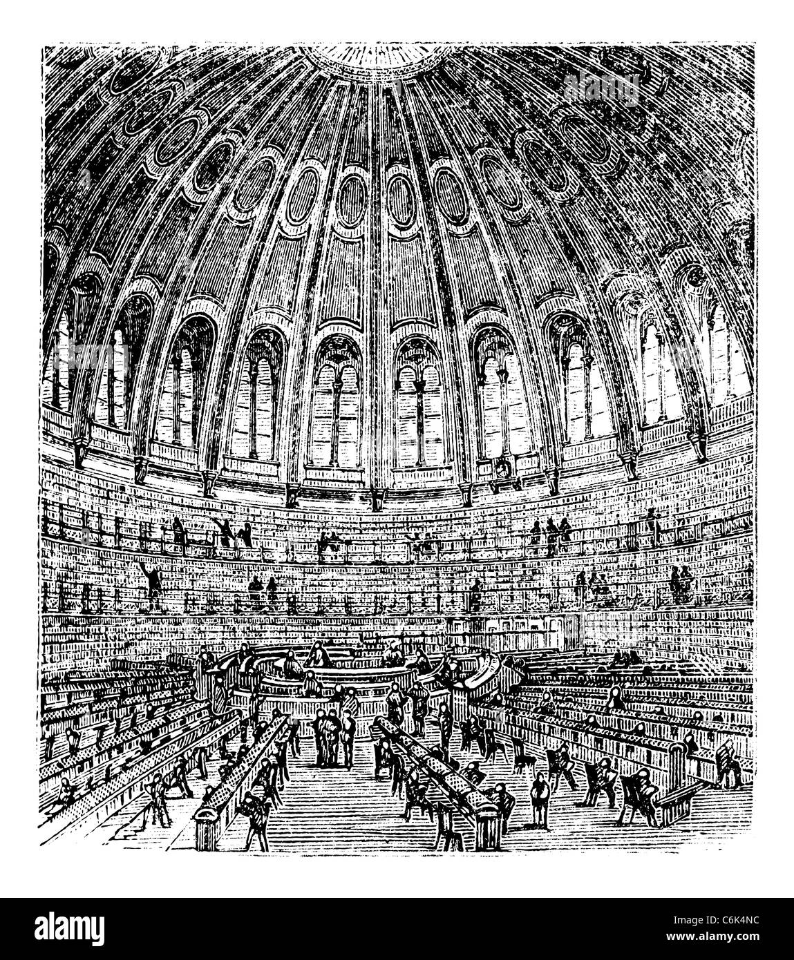 Sketch of the reading room in the British Museum in London, United Kingdom (England), vintage engraving from 1890s. Stock Photo