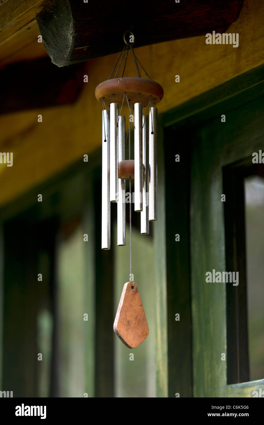 Wind chime hanging in a guesthouse, Willka Tika, Sacred Valley, Cusco Region, Peru Stock Photo