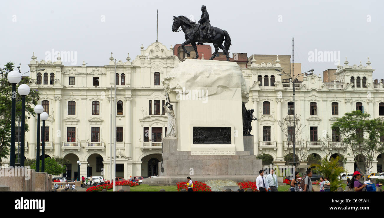Monument of Jose de San Martin, Plaza San Martin, Historic Centre of Lima, Lima, Peru Stock Photo