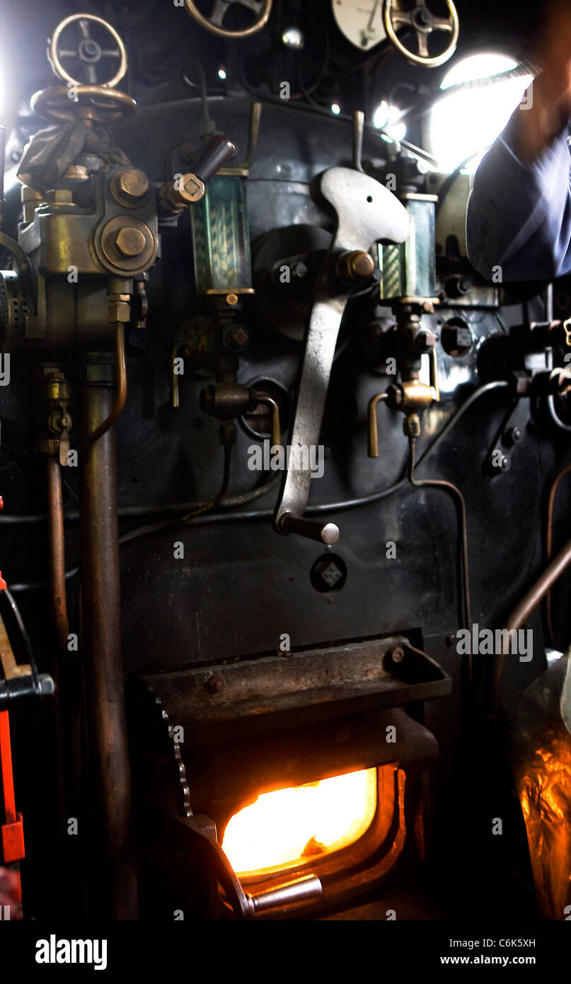 Cab of an old steam train Stock Photo