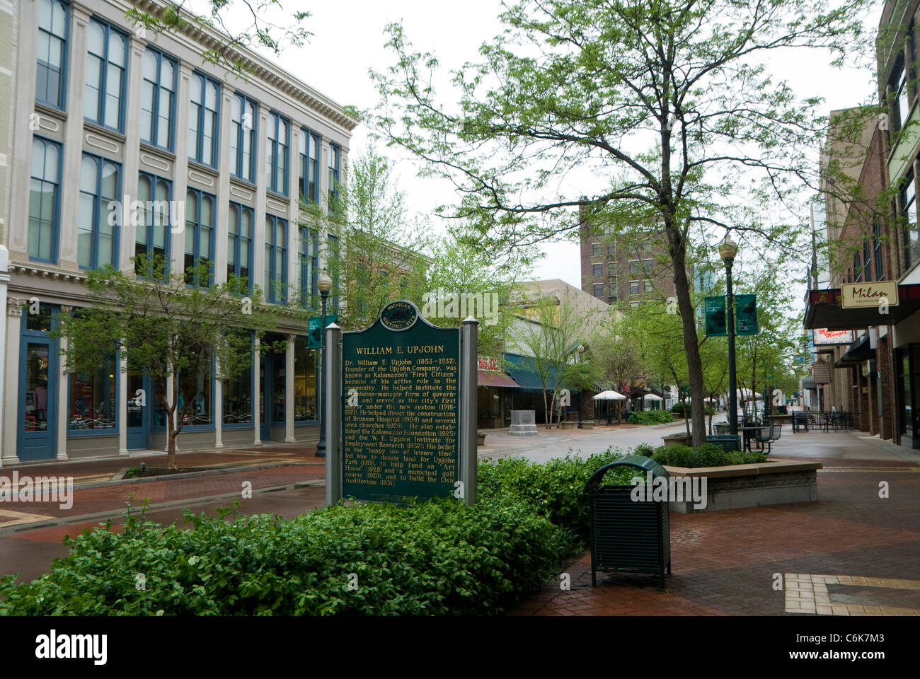 Shopping street in city centre, Kalamazoo Mall, Michigan USA Stock
