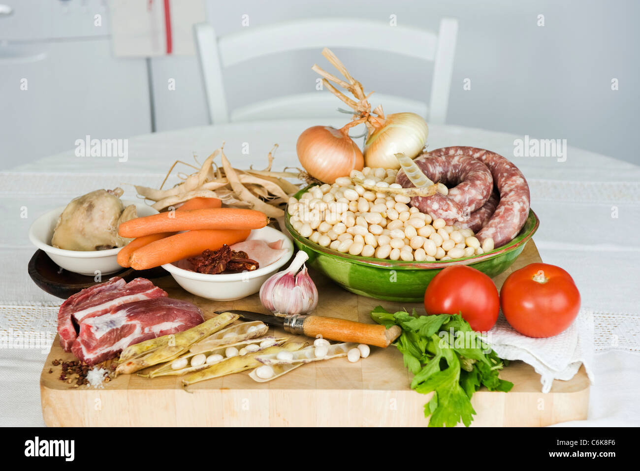 Cassoulet with fresh beans Stock Photo